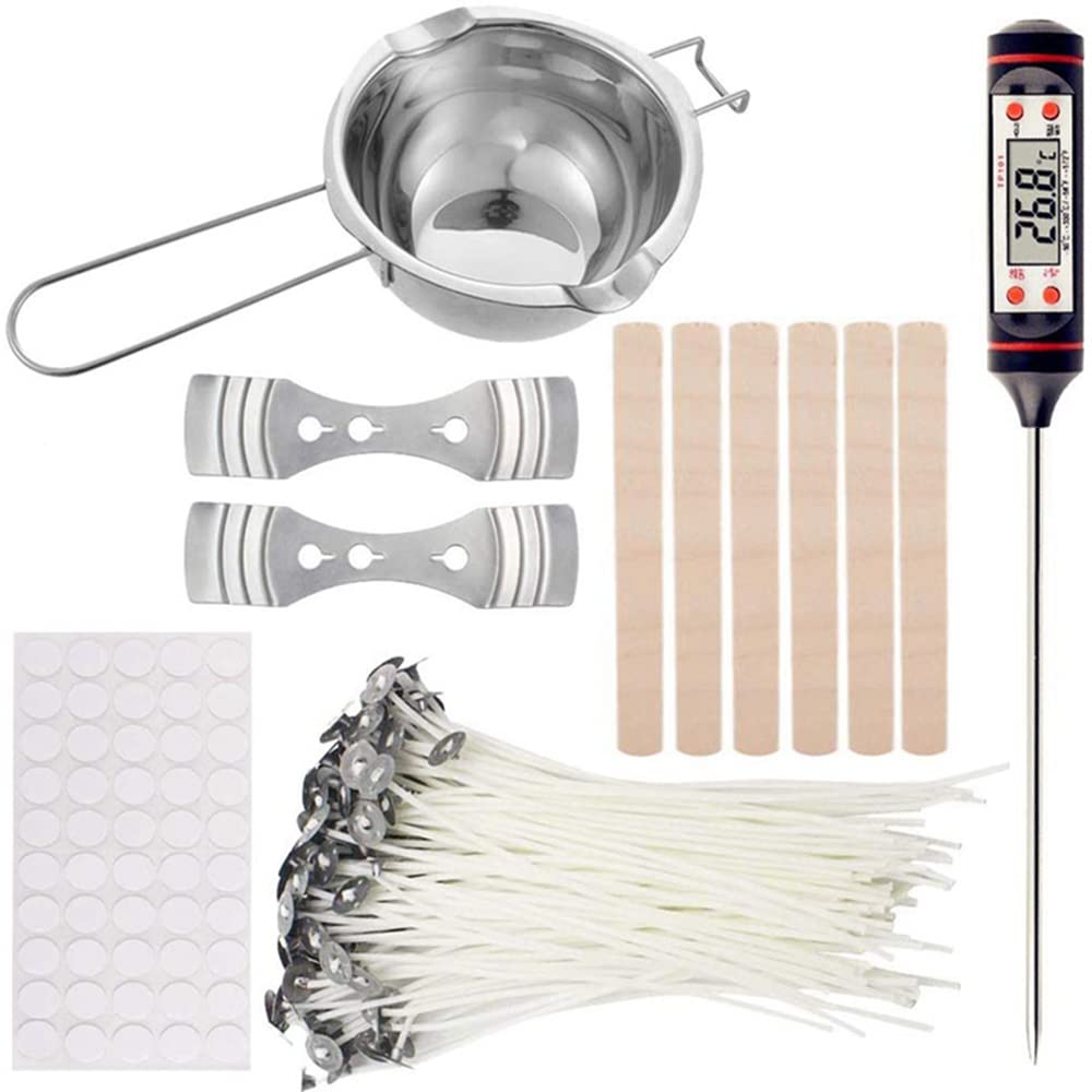 Cenpek White Candle Making Kit Includes 1 Candle Melting Jar, 50 Candle Wicks, 3 Wick Stickers, 2 Candle Wick Holders, Thermometer, Etc