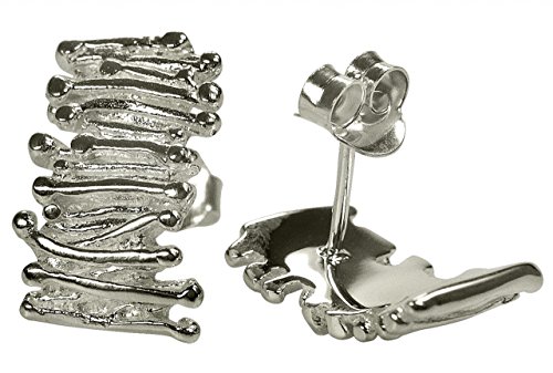 Preisvergleich Produktbild SILBERMOOS Damen Ohrstecker Rechteck Stäbchen Streifen matt Sterling Silber 925 Ohrringe