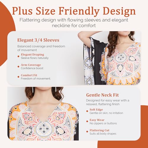 Image of Oussum Women Long Maxi Plus Size Polyester Kaftan Gown, Womens Kaftan Dresses Lounge Resort Wear, Plus Size Kaftan