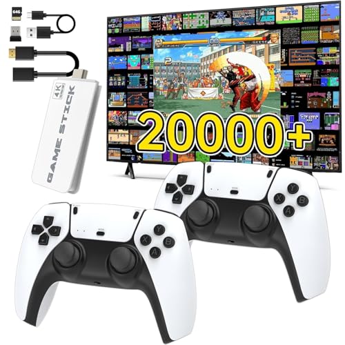 Image of Video Game for Tv Old School Station Video Game| Retro Games Stick for Tv Gaming| Wireless Retro Gaming Console | Plug & Play Video Games for TV | 21K+ Games 10 Em.| For 2 Player,Black