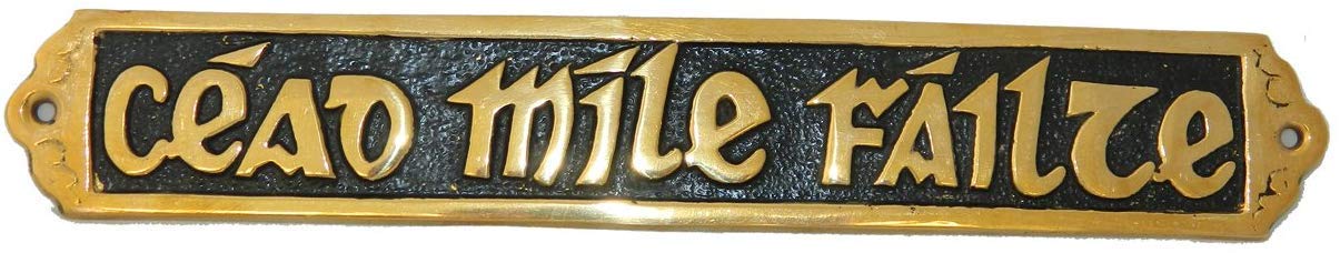Liffey Artefacts Black Brass Wall Plaque Cead Mile Failte (Small) 18Cm X 3Cm