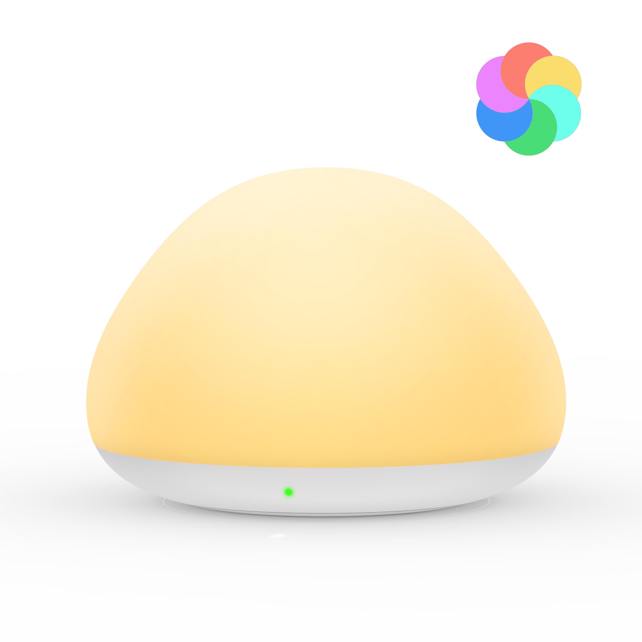 JolyWell Baby Night Light for Nursery, Soft Silicone Tap Control Night Lamp with 8 Color Changing, Stepless Dimming, Rechargeable Portable Night Light for Kids, 1H-Timer, Warm Light for Breastfeeding