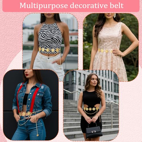 Western Chain Belt for Women, Sun Boho Gold Waist Belt, Multi-layere Tassel Waist Chain Belts,Waists Jewelry for Women Dress Jeans Festival Outfits Prom4