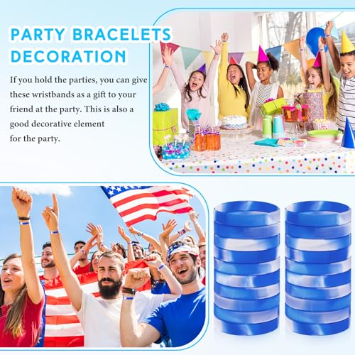 Image of Liliful 100 Pcs Silicone Rubber Wristbands Rubber Wristband Bracelet Bands for Silicone Wristbands for Women Men(Dark Blue and White)
