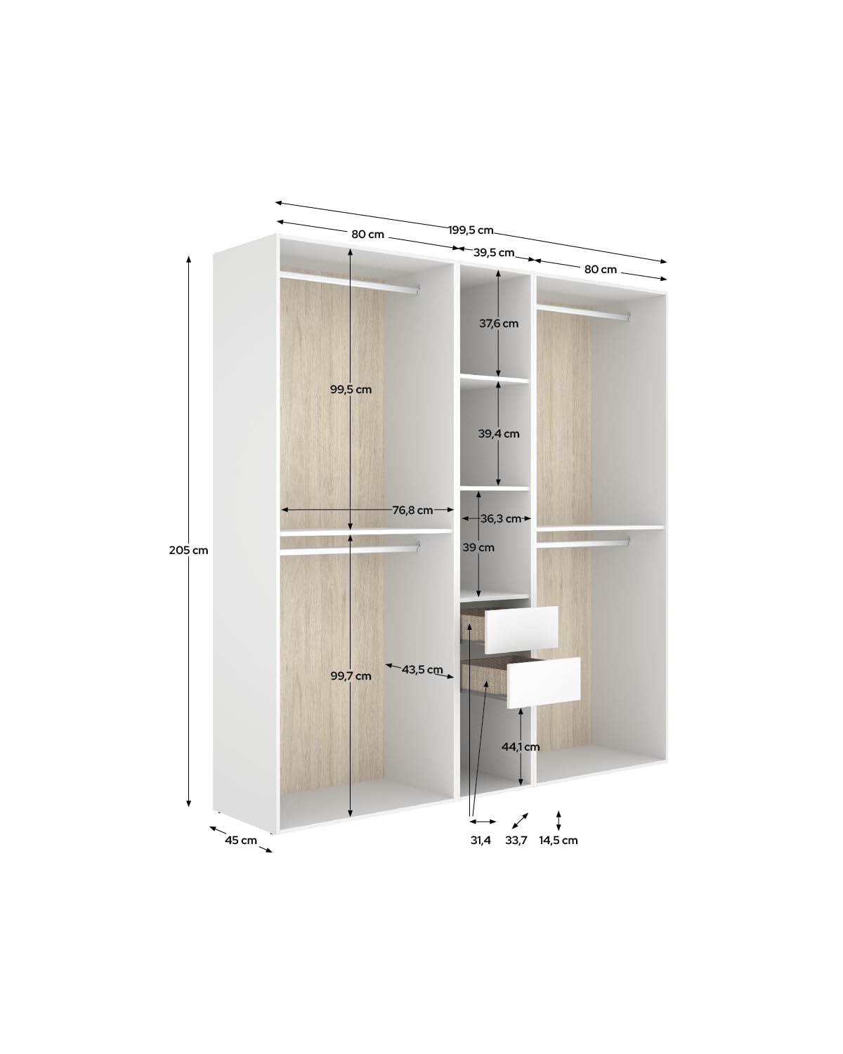 DEKIT Grupo RIMOBEL-Conjunto Armario-VESTIDOR con Trasera Reversible