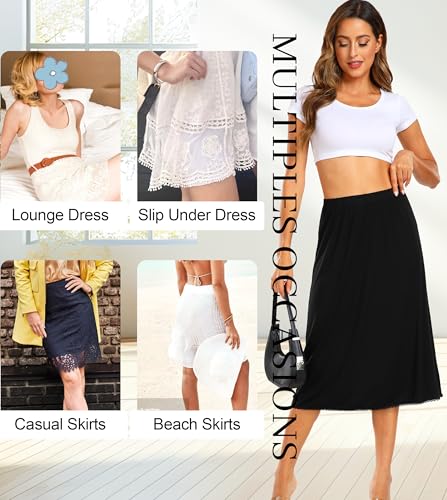 Image of Vlazom Half Slips for Women Under Dress Long Half Slip Under Skirt with Lace Trim Size S-XXL