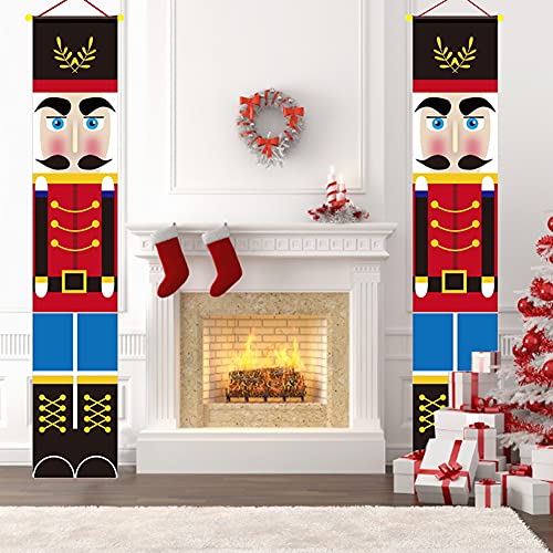Exnemel 2 Piezas Banner de Cascanueces Navidad, Cortina de Cascanueces para Decoraciones Navideñas al Aire Libre,...