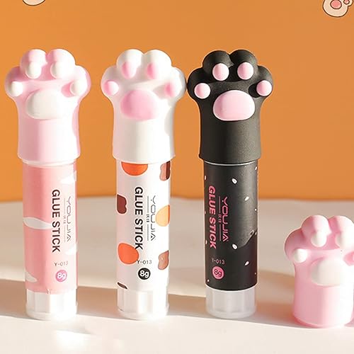 Miniatura 4 de 3 piezas de color aleatorio garra de gato lindo pegamento palo kawaii papelería vinculación herramienta escuela oficina suministros de una pieza