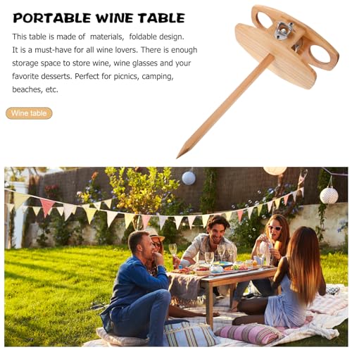 Table pliable pour vin et pique-nique UKCOCO en bois - 5