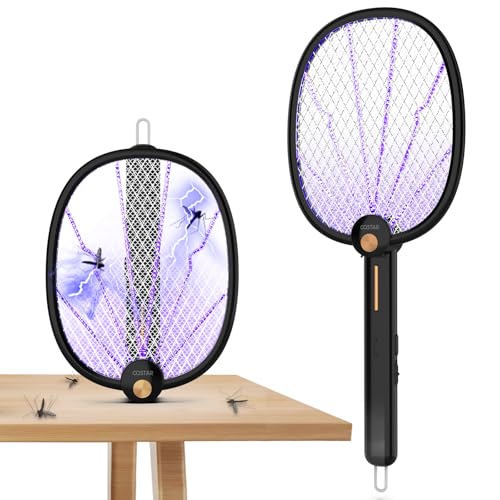 Image of COSTAR Elegant Foldable Swivel Mosquito Bat, 3 in 1 Mosquito Racket USB Rechargeable, Bug Zapper Electric Fly Swatter with UV Light Lamp, Hangable Mosquito Swatter w /Long Lasting Lithium-ion Battery