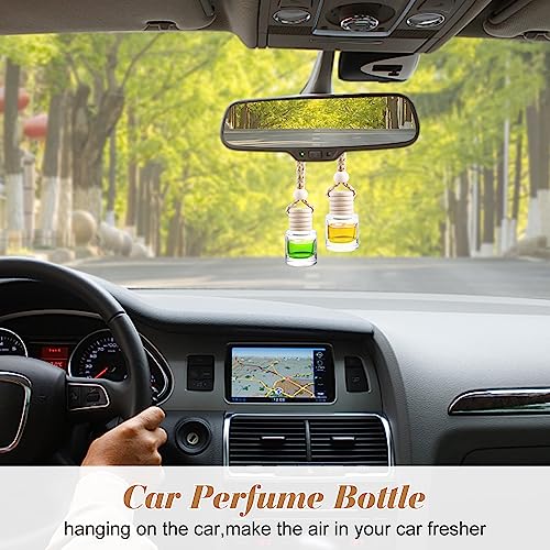 Image of 100 Pack Set Car Hanging Air Freshener Empty Car Essential Oil Diffuser Bottles Pendant Round 8ml Glass Perfume Bottles Aromatherapy Fragrance Bottle Auto Ornaments Decor