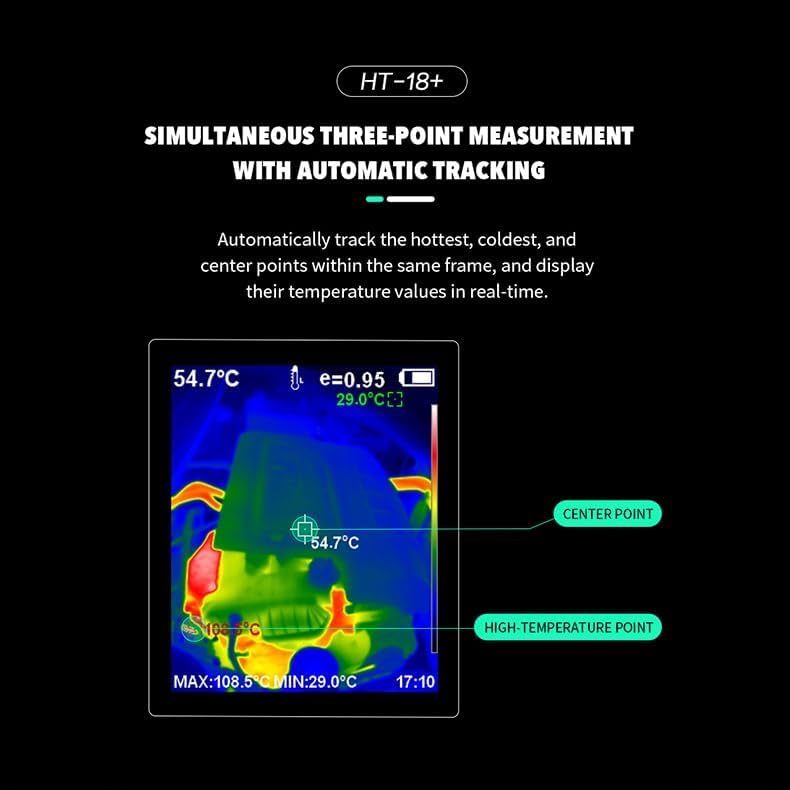 Image of Bequest Higher IR Resolution HT-18+ Handheld Thermal Camera from HTI - Newest Update, IR Resolution Improved to 256x192 with 25 HZ, 300,000 Pixels, Easy to Read 3.2 inch Color Display, includes Battery.