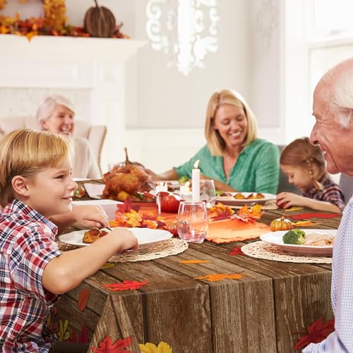 Image of Kochorie 100 Ft x 54 Inch Fall Plastic Tablecloth Roll with Slide Cutter Thanksgiving Pumpkin Maple Leaves Table Cloth Autumn Harvest Party Table Cover Roll for Autumn Events Family Banquet Parties