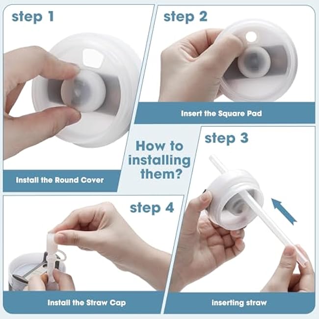 1 Set 14 oz Stanley Cup Spill Stopper compatible 1.0&2.0, Leak Proof Accessory with Straw Cap and Square Pad and Round Cover (Lilac, 1)