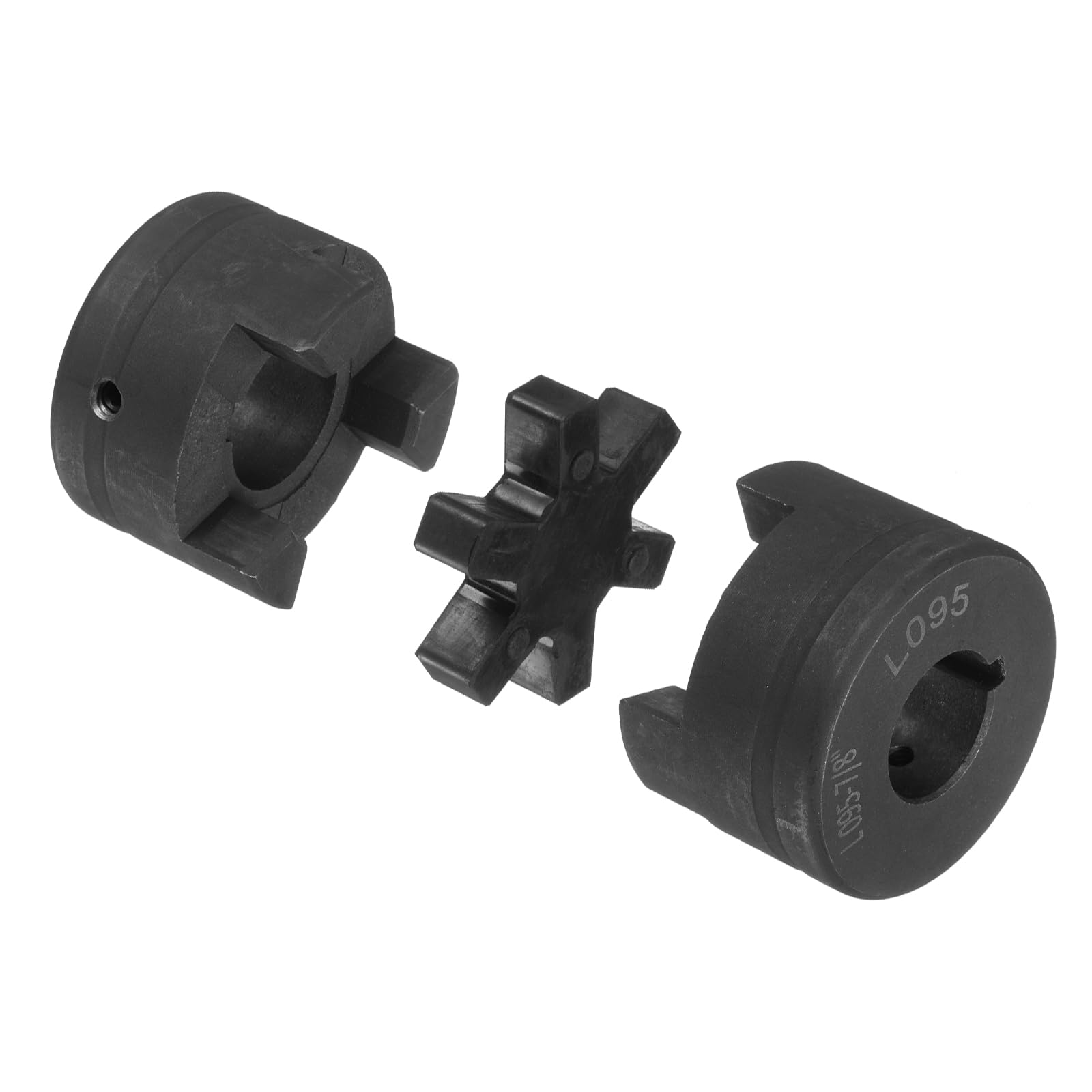 QUARKZMAN 7/8" a 1-1/8" L095 Set di Giunti Flessibili a 3 Pezzi a Forma di L e Raccordo & Ragnetto in Gomma Buna-N NBR per Attrezzature Ibride per Spaccalegna