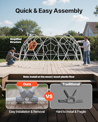 VEVOR Gartenkuppel, 2,9x1,7 m großes transparentes Blasenzelt für 2–4 Personen, geodätisches Kuppelgewächshaus mit Fenster, PVC-Zelt für Hinterhof, Terrasse, Camping, Party, Hochzeit
