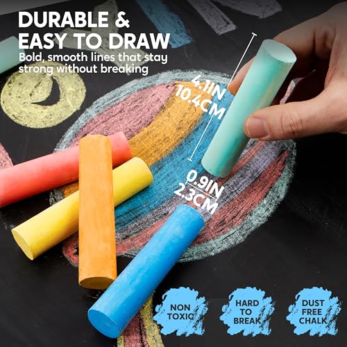 image for JOYIN 16 PCS Sidewalk Chalks Set Non-Toxic Washable Jumbo Chalk Bulk f