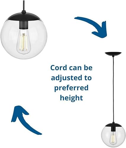 Miniatura 6 de Progress Lighting Atwell Collection - Lámpara colgante colgante pequeña con forma de globo de cristal transparente, color negro mate, 8.75 x 8.00 x