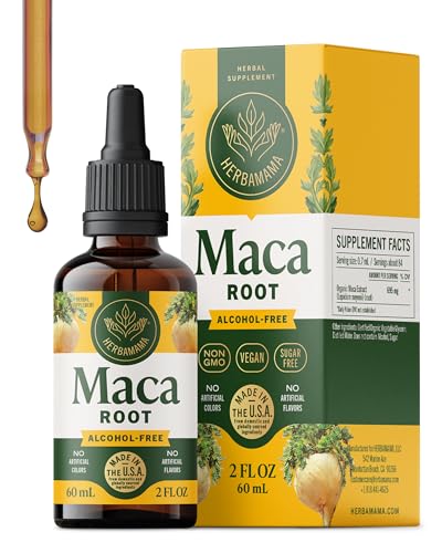 HERBAMAMA Maca Root Liquid Drops - Vegan Maca Root Extract for Women & Men Support - Non-GMO, Alcohol & Sugar-Free Liquid Supplement Tincture, 28-Day Supply