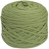 SIMEIQI 400g T-Shirt Yarn Elastic Fabric Crochet for DIY Knitting, 130 Yards Spaghetti Thick Knitting Yarn for Hand DIY Bag Basket Cushion Crocheting Projects, Home Decor (Avocado)