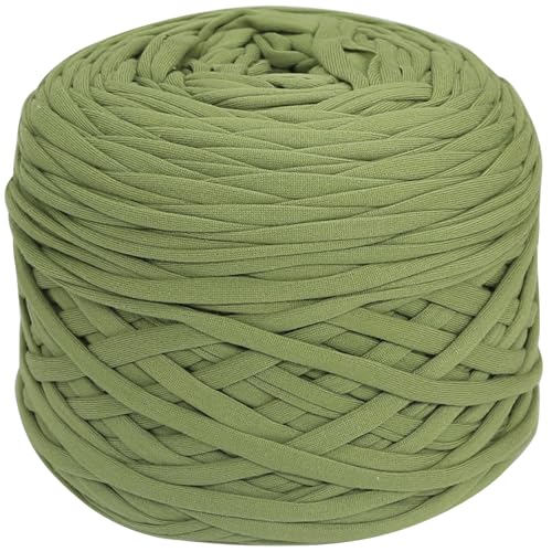 400g T-Shirt Yarn Elastic Fabric Crochet Cloth Yarn for DIY Knitting, 130 Yards Spaghetti Yarn Thick Knitting Yarn for Hand DIY Bag Basket Cushion Crocheting Projects,Home Decor (Avocado)