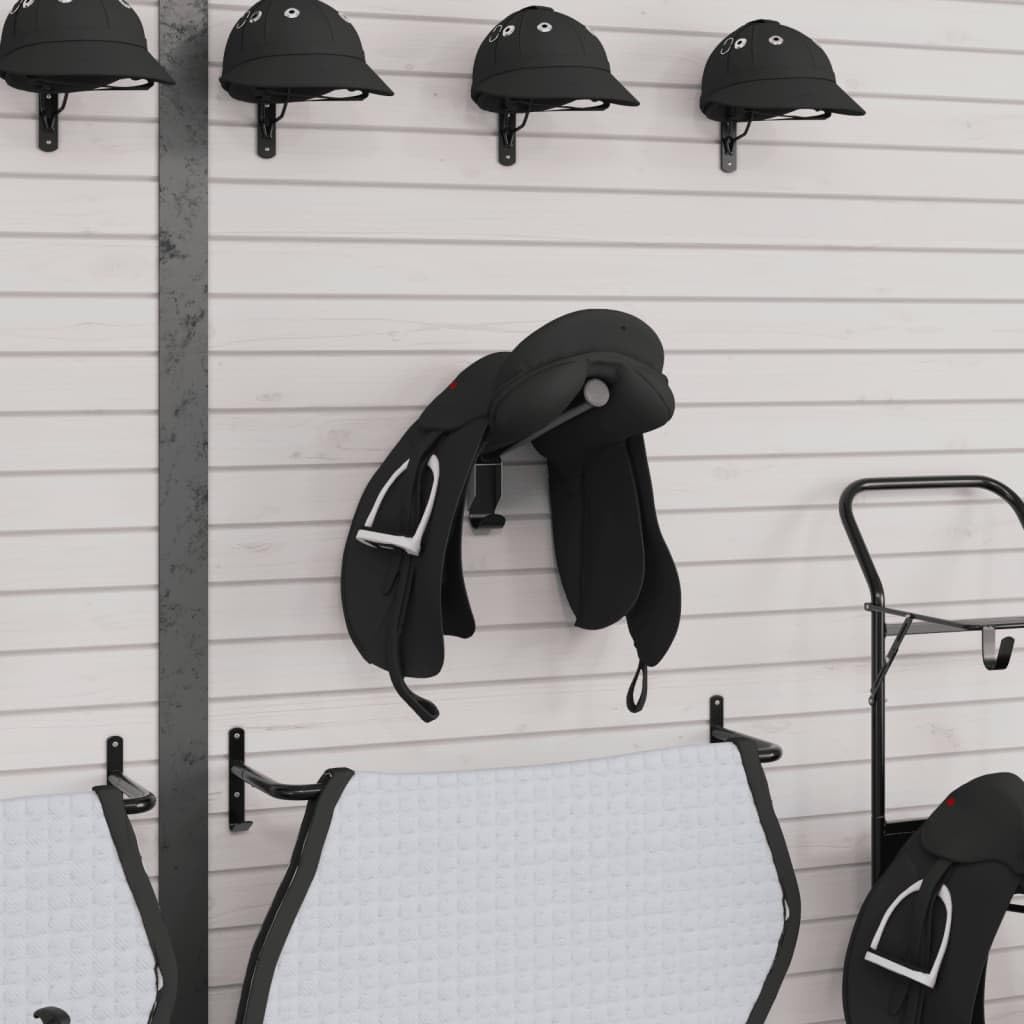 Klappbarer Sattelhalter Wandmontage Schwarz Eisen mit robustem Design, platzsparend und vielseitig für Reitstall, Pferdebox, Turnier, Anhänger