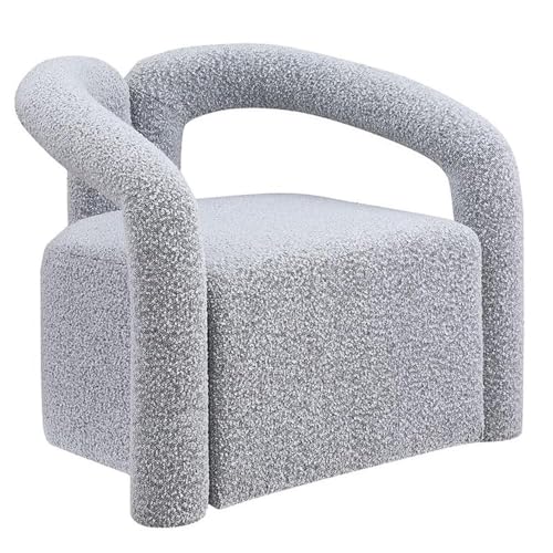 Sillón moderno tapizado gris bouclé miniatura 1