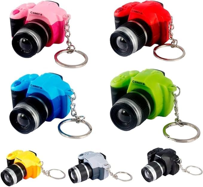 Pack of 1 Camera Theme Design Keychain with Sound, Key Ring for Bag Wallet Pendant, Mini Camera Design Keychain Ring Child Toy Kids Key Chain Pendant Creative Gift (Random Colour)-image-10