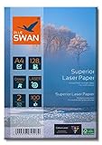 BLUE SWAN 200 Blatt A4 Superior Colour Laser Fotopapier Flyer Papier, 128g/qm, Glossy,glaenzend, beidseitig bedruckbar, Fuer allen normalen Farblaserdruckern Kopierern (A4 128g)