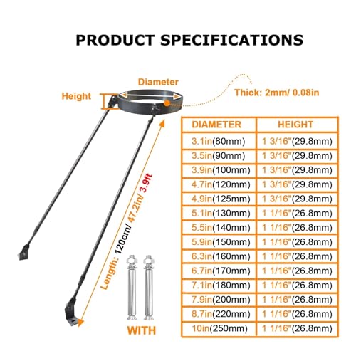 Support tuyau cheminée inox 225 mm de qualité durable - 4