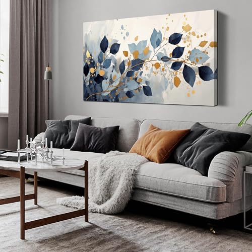 Art mural moderne de salon avec cadre intérieur motif feuille 30x60cm