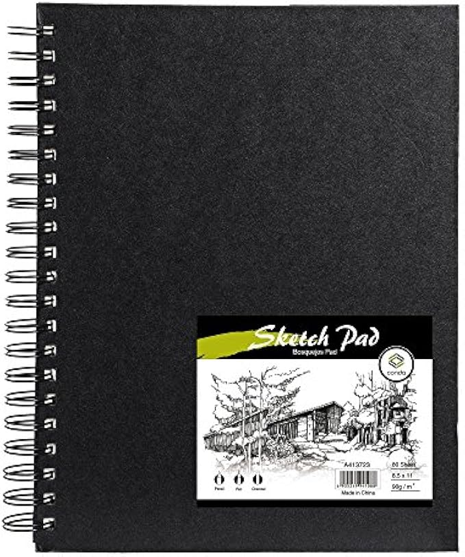conda 8.5"x11" Hardbound Sketch Book, Double-Sided Hardcover Sketchbook, Spiral Sketch Pad, Durable Acid Free Drawing Art Paper for Kids & Adults