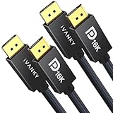 IVANKY 80Gbps Displayport Cable, [6.6ft, 2-Pack], 16K DP 2.1 Cable [16K@60Hz, 8K@120Hz, 4K@240Hz], Support HDR10, HDCP, 3D, DSC 1.2a, for Gaming Monitor, TV, Graphics, [6.6ft, 2-Pack]