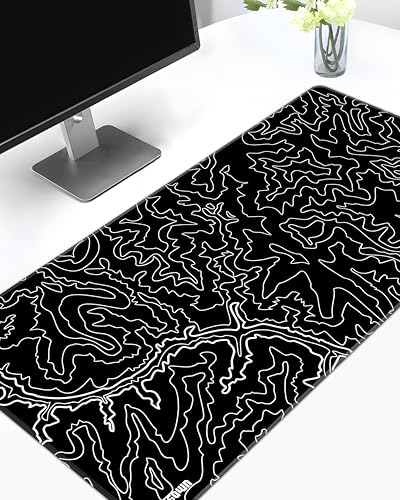 Image of Black Canyon Map Stitched Mousepad (17.5x35.5) for Laptop, Desktop, PC and Gaming Deskmat (Stitched Black 2.O, XXL)