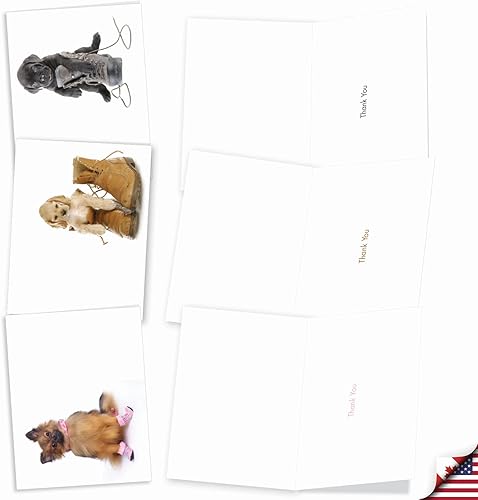 Miniatura 2 de The Best Card Company 10 adorables tarjetas de agradecimiento para cachorros con sobres de 4 x 5.12 pulgadas, para todas las ocasiones, con texto en