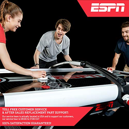 ESPN Sports Air Hockey Game Table: 84 Inch Indoor Arcade Gaming Set with Electronic Overhead Score System, Sound Effects (AWH084_218E)