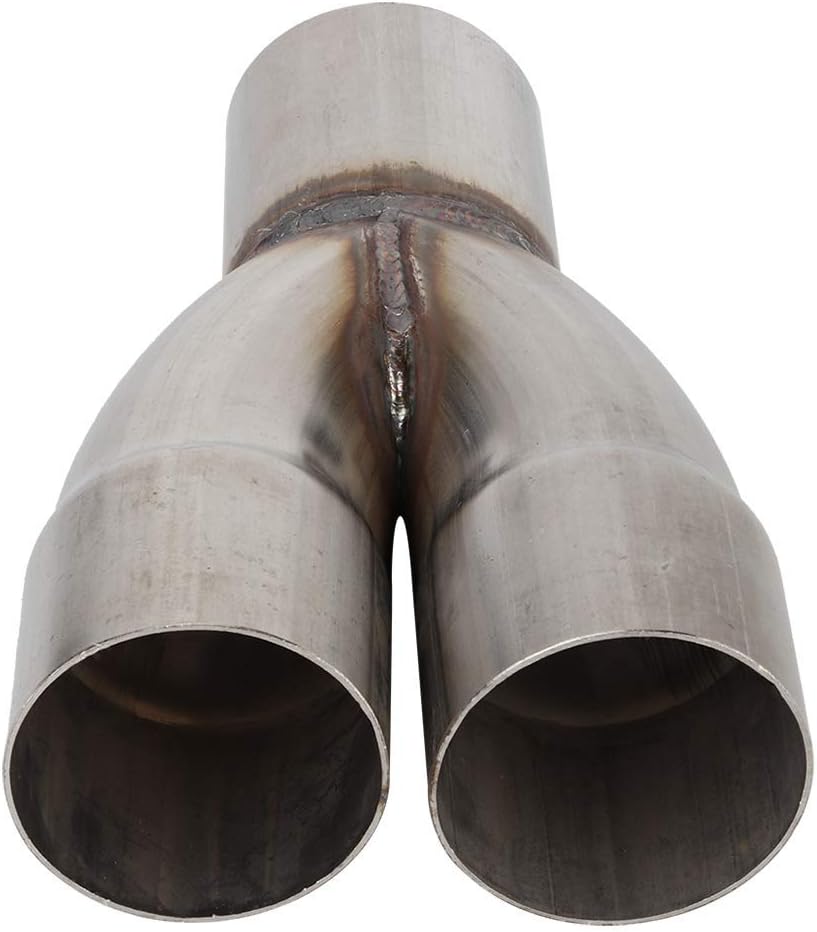 Exhaust Pipe, Universal Stainless Exhaust Y Pipe Adapter 2.5in OD inlet to 2.5in ID Dual