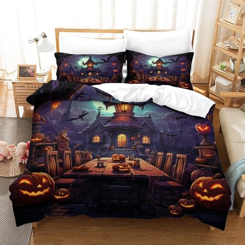 Ensemble de literie Halloween en microfibre supérieure avec fermeture éclair