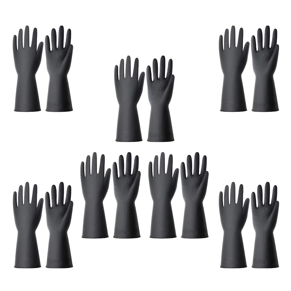 garbnoire Natural Latex Reusable Stretchable Rubber Heavy Duty Hand Gloves with Texture Palm Grip Anti-Slip Rolled Cuff Suited for Gardening |Multi-Purpose Use Outdoor Large - (Pair of 7, Black) (B09SCMMKRY) Amazon Price History, Amazon Price Tracker