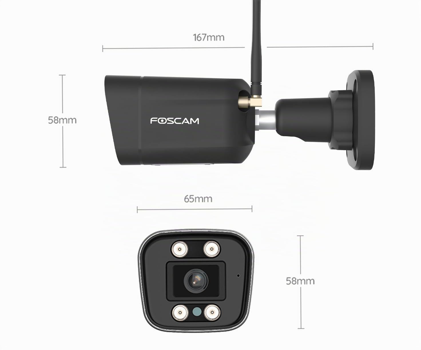 Foscam V8P 4K 8 MP Dual-Band WLAN Überwachungskamera mit integriertem Scheinwerfer und Einer Alarmsirene (schwarz)