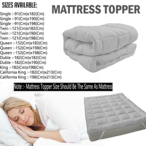Image of 1200GSM Hollow Fibre Mattress Padding /Topper Grey for King Size Bed-72 Inch X 78 Inch
