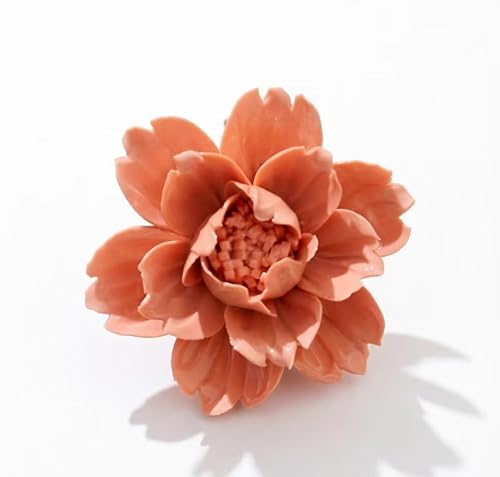 AMERRY 2.77",Peony,Orange,Ceramic Wall Flower Decor Artificial 3D Flower Wall Art，Handmade 3D Wall Art Hanging Sculpture， Porcelain Flower Wall Décor (2.77",Peony,Orange)