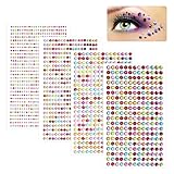 QUARKZMAN 1792 Stück Selbstklebende Gesichts Edelsteine, 3/4/5/6mm Strass Aufkleber für Gesicht, Augen, Körper, Nägel, Make up, DIY Bastel Edelsteine, Mehrfarbig