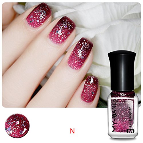 Hot Nail Art! AMA(TM) Thermal Nail Polish Lacquer Color Changing Peel Off Liquid Nail Varnish Cosmetic (N)