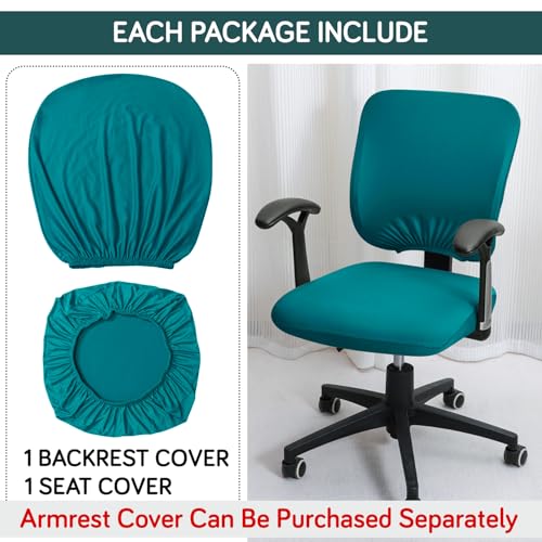 Image of HOKIPO 'SereneSolids' 140 GSM Office Chair Cover for Task Chair - Stretchable Fabric, Washable & Anti-Slip - Fits Small Office Chairs Without Headrest, Teal (AR-5224-TEAL)