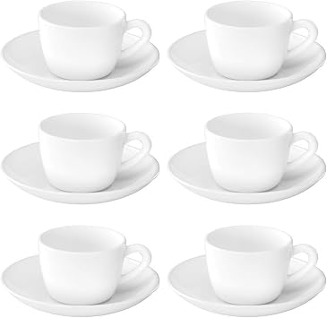 Larah by Borosil Snow Cup and Saucer Set, 140ml, 12-Pieces, White