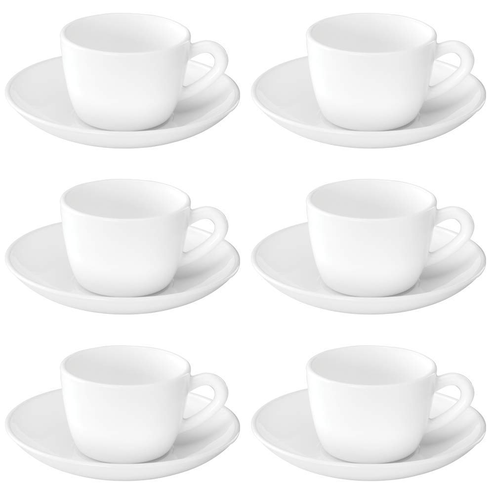 Larah by Borosil - Snow Cup and Saucer Set, 145ml, 12 Pieces, White, Opalware