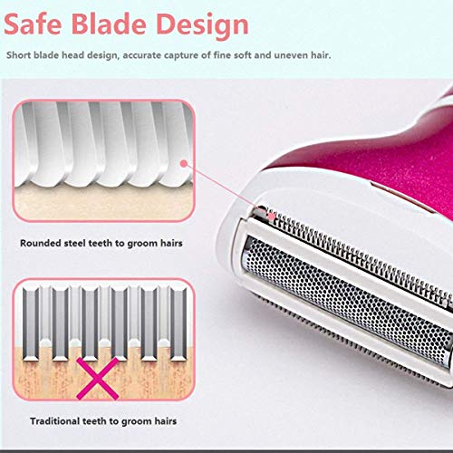 4 IN 1 Elektro-Rasierer für Damen, Haarentferner-Set schmerzfrei Epiliergerät USB aufladbar mit 4 abnehmbaren Aufsätzen für Bikini-Trimmer/Nasenhaarschneider/Augenbraue-Shaper/Body Shaver - Image 5