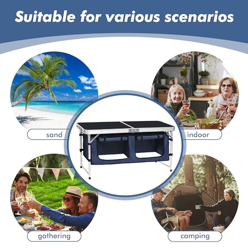 Camp Field Camping Folding Aluminum Table with Adjustable Legs,Outdoor Picnic Foldable Table for Travel Beach, Backyards, BBQ, Party and Gift... (Black) by Camp Field - Image 7