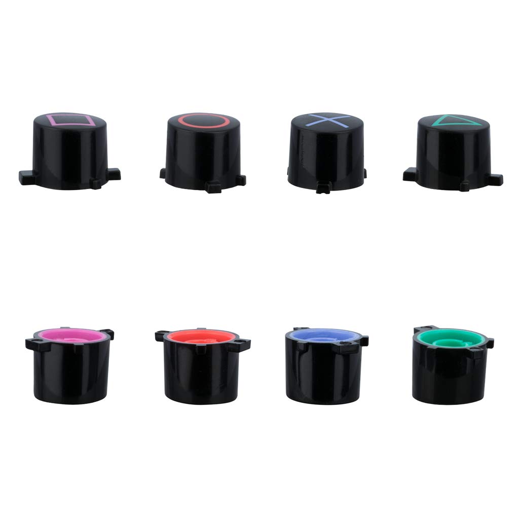 6Pcs Joysticks Thumbsticks Repair Replacement for Playstation 4 PS4 Controller with Cross Screwdriver + Gen 1 L2 R2 L1 R1 Trigger Parts + D-pad + 4Pcs ABXY Bullet Buttons + 6Pcs Grip Cover Caps